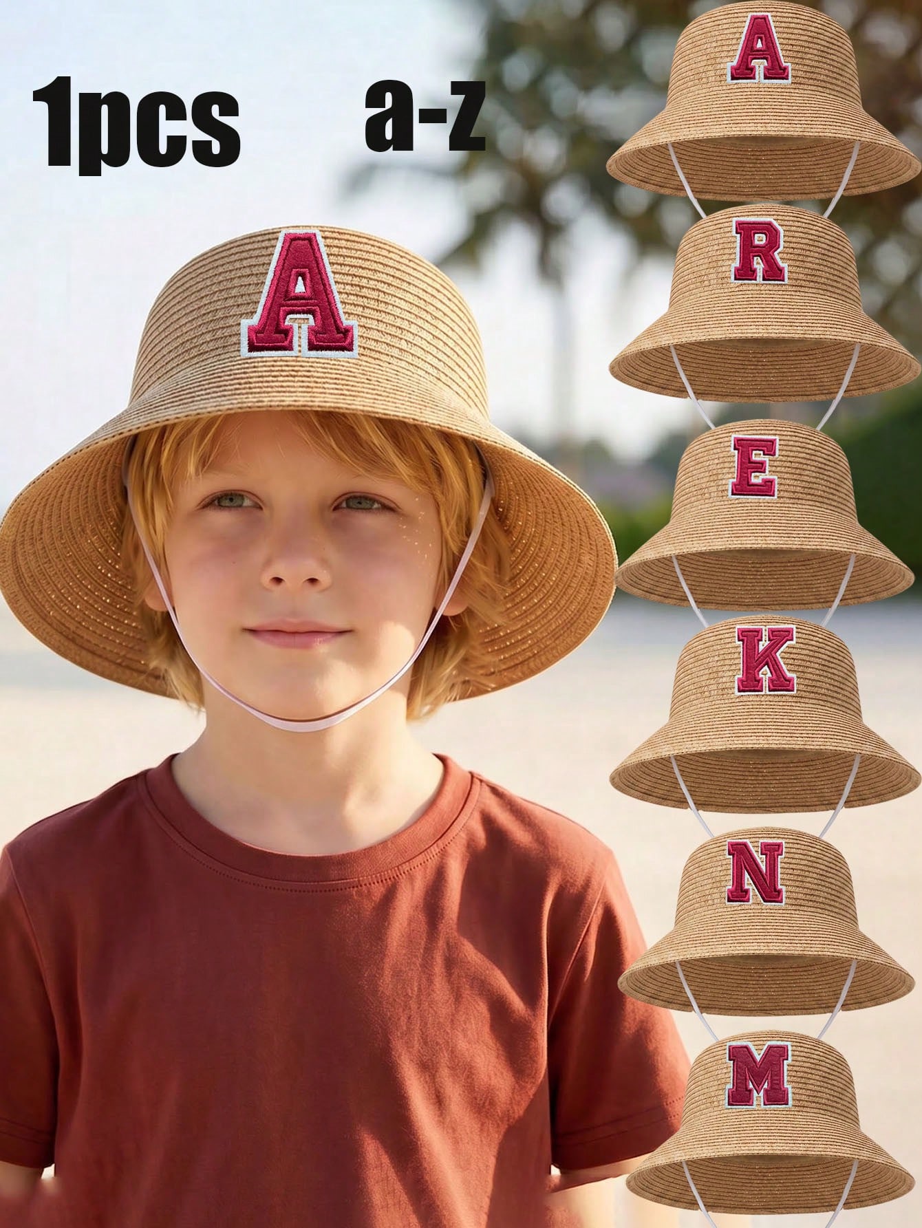 Straw Hat Summer - หมวกฟางเด็กผู้ชาย 3-8 ขวบ 1 ใบ สีน้ำตาล