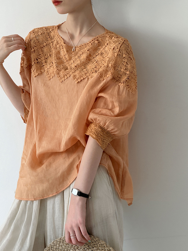 Women'S Fashion For 2026 - เสื้อผู้หญิงฤดูร้อนปี 2026 ผ้าลินิน 100% แขนสั้น บางเบา