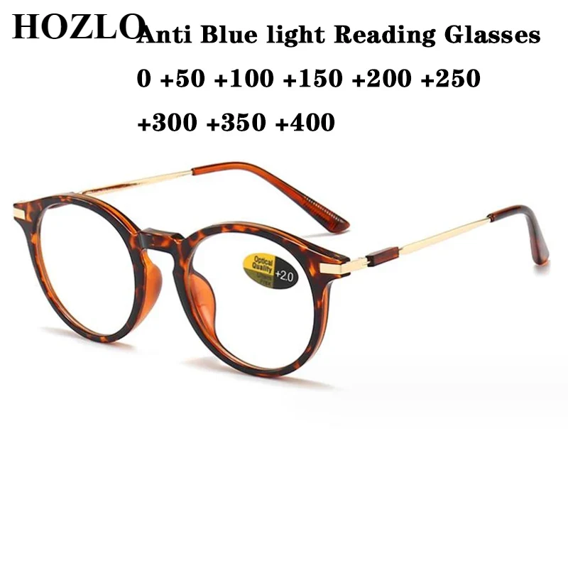 Women'S Fashion Glasses With Clear Lenses - แว่นตาอ่านหนังสือกันแสงสีฟ้าแฟชั่น ทรงกลมวินเทจ สำหรับผู้ชายและผู้หญิง ขาแว่นโลหะ น้ำหนักเบาพิเศษ เลนส์สำหรับสายตายาว