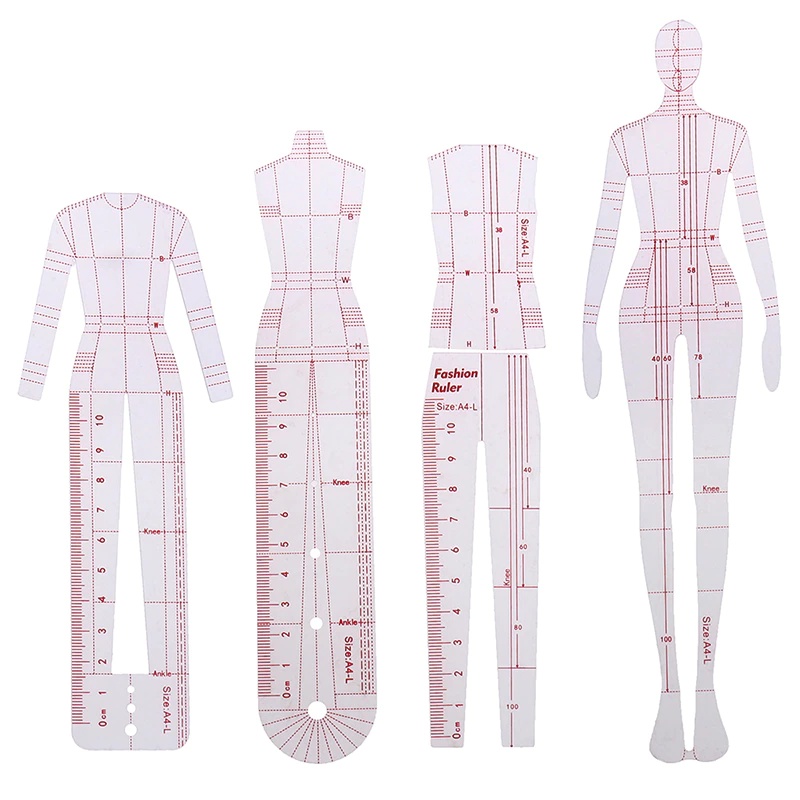 Women Fashion Figure Template - ชุดอุปกรณ์วาดแบบแฟชั่นสำหรับผู้หญิง 1 ชุด พร้อมแม่แบบวาดร่างสำหรับออกแบบแฟชั่นและสเก็ตช์ภาพผู้หญิง