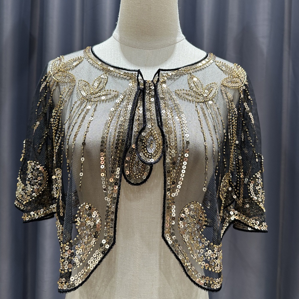 Women'S Fashion Of The 1920S - ผ้าคลุมไหล่สไตล์วินเทจยุค 1920s ประดับเลื่อมวิบวับ ผ้าลูกไม้ซ้อนทับ ผ้าคลุมไหล่สำหรับผู้หญิง ผ้าคลุมสำหรับงานกลางคืน
