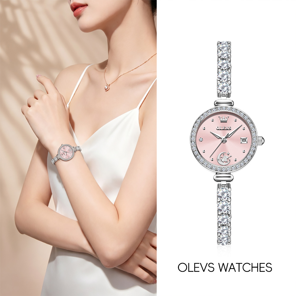 Women Fashion Brand - OLEVS 2998 นาฬิกาแบรนด์แท้ของแท้สำหรับผู้หญิง กล่องของขวัญ สร้อยข้อมือ นาฬิกาผู้หญิงแบบควอตซ์เรียบง่าย