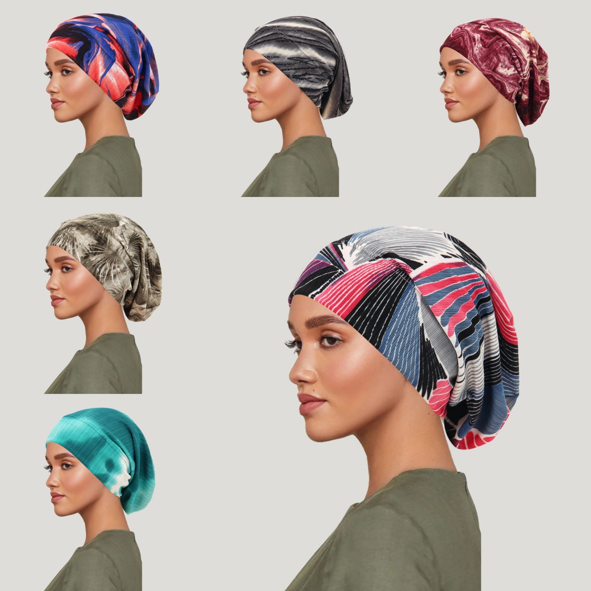 Women'S Fashion For 2026 - หมวกคลุมผมลายมัดย้อมแบบใหม่ปี 2026 หมวกผ้าลูกไม้หรูหราสำหรับชาวมุสลิม หมวกคลุมผมสำหรับผู้หญิงที่กำลังรับเคมีบำบัด ผ้าคลุมศีรษะแบบพัน หมวกบีนนี่แบบแอฟริกัน