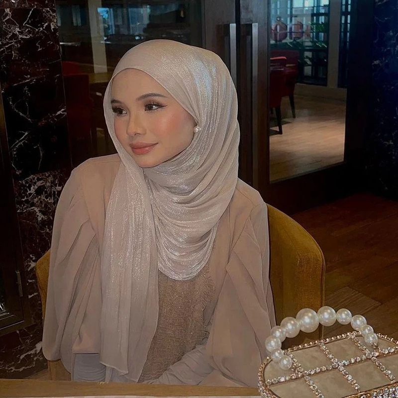 Women'S Fashion For 2026 - ผ้าคลุมศีรษะฮิญาบผ้าไหมเนื้อมันวาวแบบยับ รุ่นใหม่ปี 2026 สำหรับผู้หญิง ผ้าคลุมฮิญาบมุสลิมแบบเรียบ ระบายอากาศได้ดี