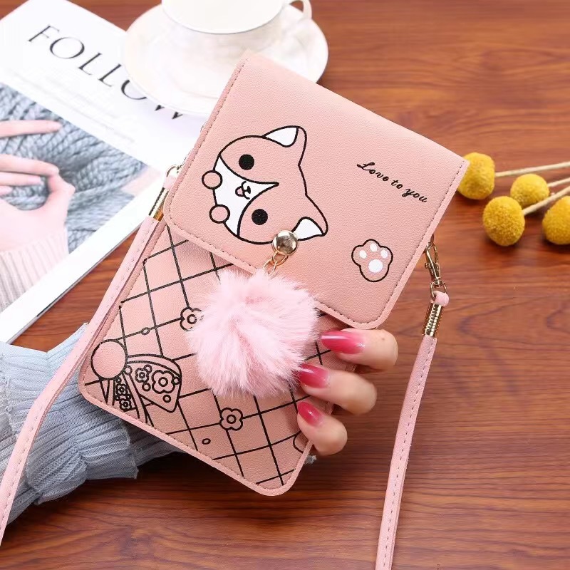 Crossbody Bag Women - กระเป๋าใส่โทรศัพท์หน้าจอสัมผัสลายการ์ตูนน่ารักสำหรับผู้หญิง - กระเป๋าสะพายข้างแบบใสบางเฉียบกระเป๋าสะพายไหล่ขนาดเล็กกระเป๋าสตางค์