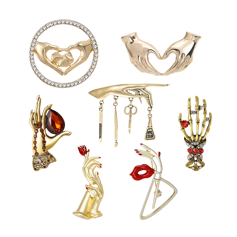 Women Fashion Pose - เข็มกลัดรูปมือไขว้สำหรับผู้หญิงและผู้ชาย สไตล์ลำลองสำหรับใส่ไปทำงาน ของขวัญสุดพิเศษ เข็มกลัดรูปมือไขว้สำหรับงานปาร์ตี้ เครื่องประดับ
