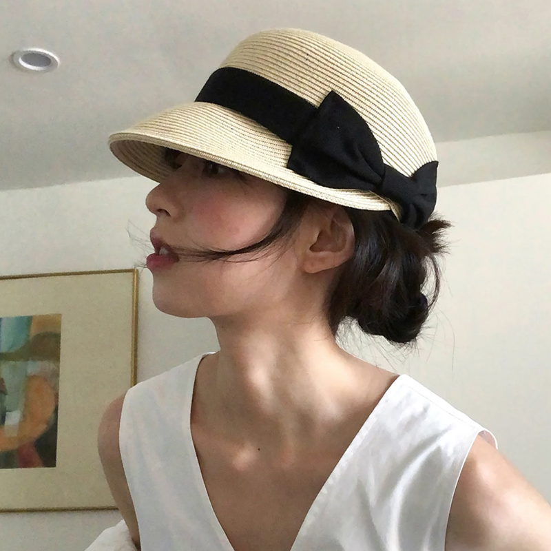 Straw Hat Summer - หมวกปีกกว้างทรงโดมสำหรับผู้หญิง หมวกฟางปีกแหลมสำหรับฤดูร้อน หมวกฟางป้องกันแสงแดด หมวกสำหรับขี่ม้า