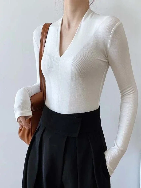 เสื้อเชิ้ตคอวีทรงเข้ารูป แขนยา - Women'S Fashion For 2026 บทวิจารณ์และราคา