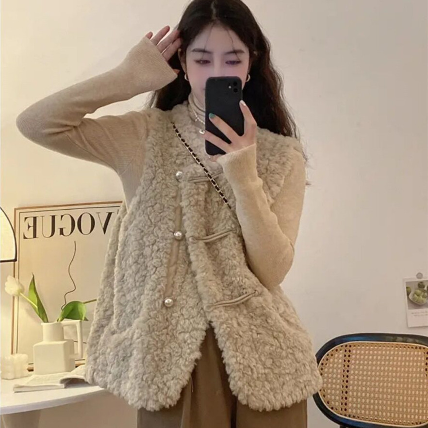 เสื้อกั๊กผู้หญิง ขนแกะสีขาว สำ - Women'S Fashion Gilet บทวิจารณ์และราคา