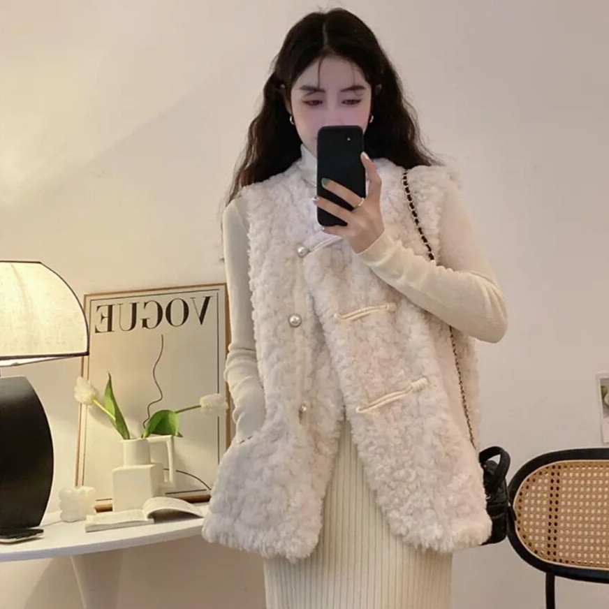 เสื้อกั๊กผู้หญิง ขนแกะสีขาว สำ - Women'S Fashion Gilet บทวิจารณ์และราคา