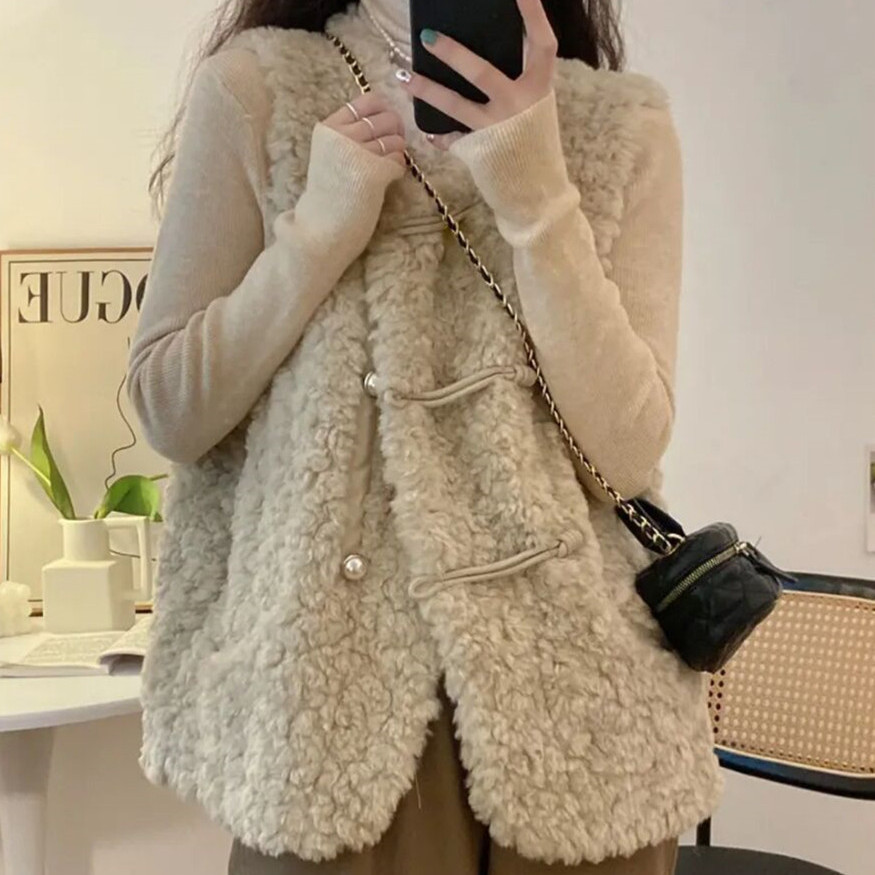 เสื้อกั๊กผู้หญิง ขนแกะสีขาว สำ - Women'S Fashion Gilet บทวิจารณ์และราคา