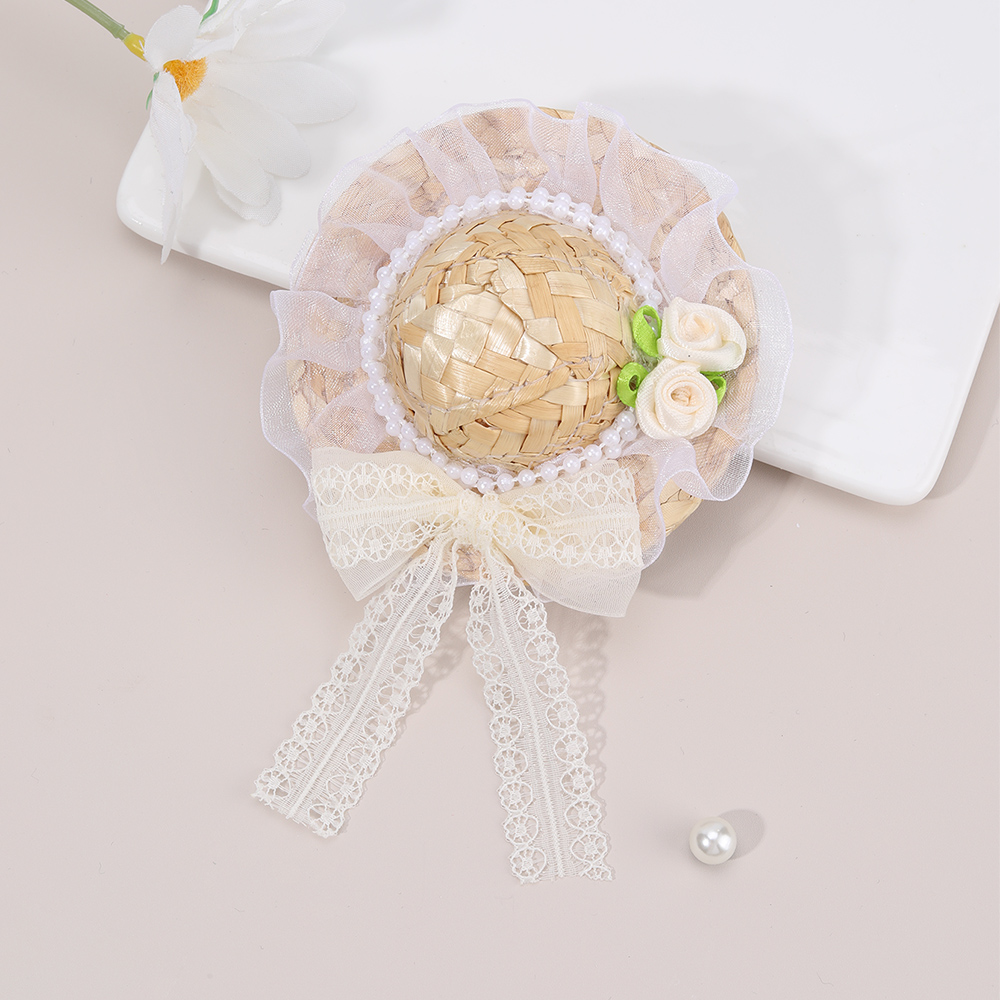 ใหม่ Mini หมวกฟางผมคลิปดอกไม้ห - Straw Hat Summer บทวิจารณ์และราคา