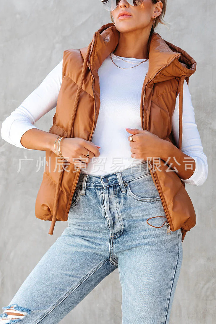 เสื้อกั๊กมีฮู้ดสีทึบสำหรับผู้ห - Women'S Fashion Gilet บทวิจารณ์และราคา