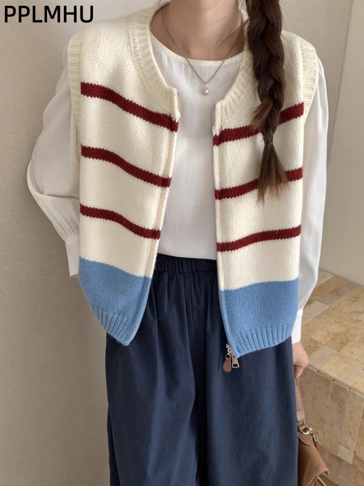 เสื้อคาร์ดิแกนถักลายทางแบบมีซิ - Women'S Fashion Gilet บทวิจารณ์และราคา