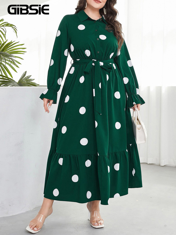 เดรสเชิ้ต GIBSIE ไซส์พลัส ลายจ - Belted Shirt Dress บทวิจารณ์และราคา