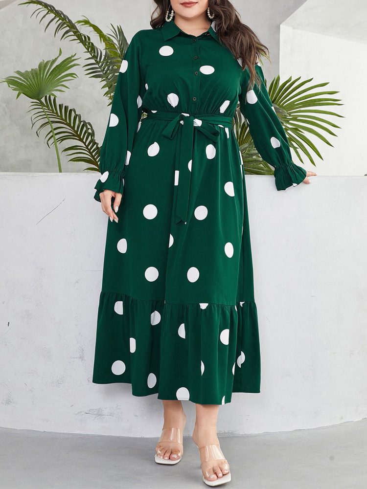 เดรสเชิ้ต GIBSIE ไซส์พลัส ลายจ - Belted Shirt Dress บทวิจารณ์และราคา