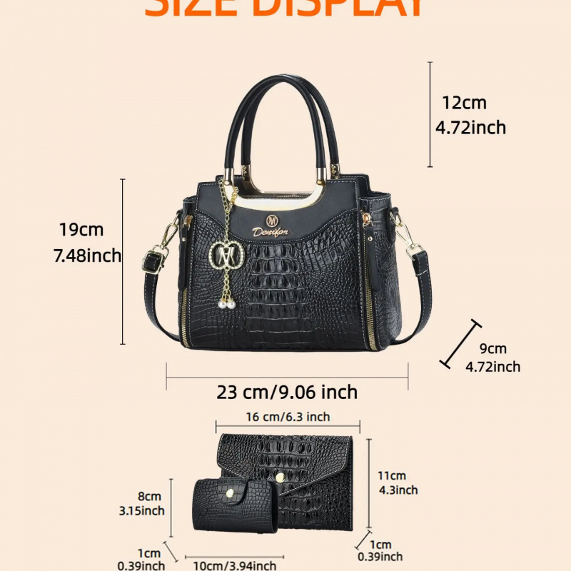 ชุดกระเป๋าถือลายหนังจระเข้สำหร - Crossbody Bag Women บทวิจารณ์และราคา
