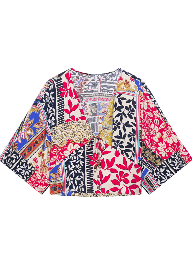 Zevityผู้หญิงแฟชั่นVผ้าPatchwo - Women'S Fashion Kimono บทวิจารณ์และราคา
