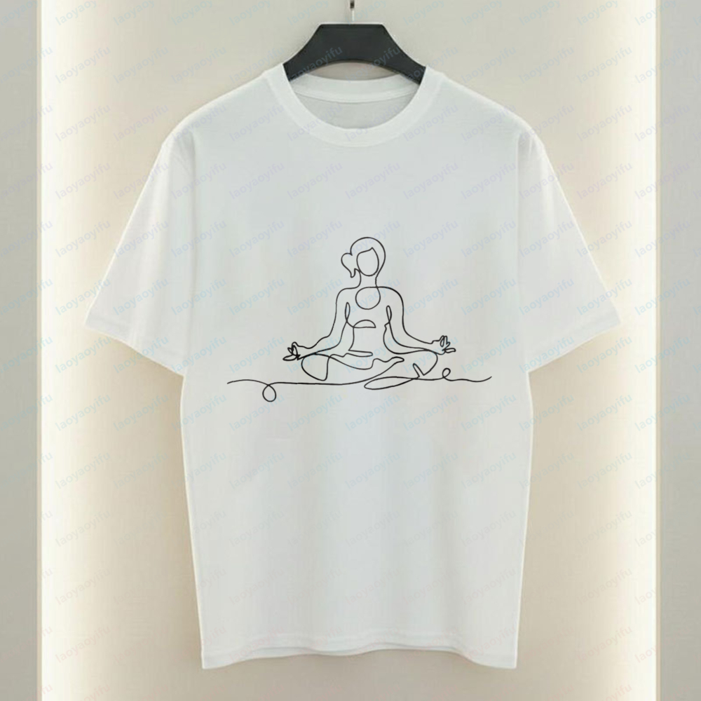 เสื้อยืดลายโยคะ ลายเส้นมินิมอล - Women Fashion Pose บทวิจารณ์และราคา