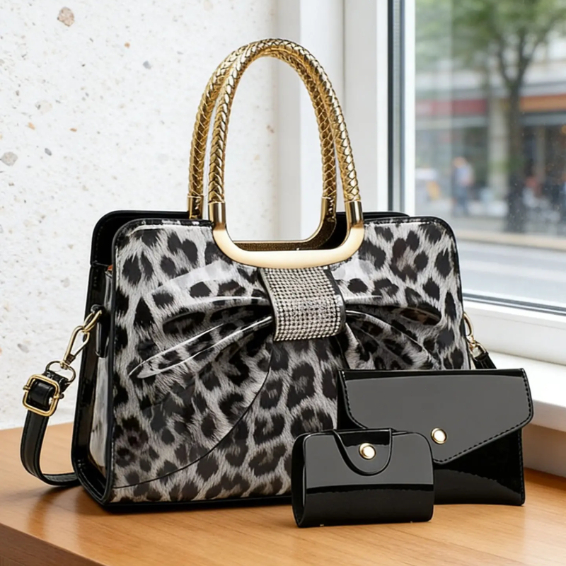 กระเป๋าผู้หญิงลายเสือดาวผูกโบว - Crossbody Bag Women บทวิจารณ์และราคา