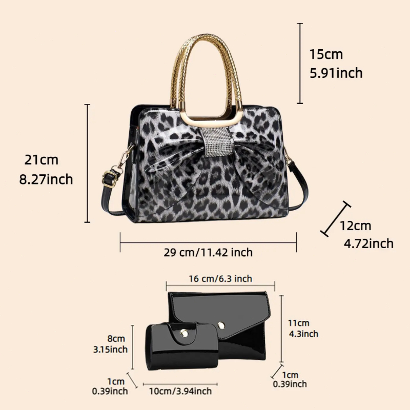 กระเป๋าผู้หญิงลายเสือดาวผูกโบว - Crossbody Bag Women บทวิจารณ์และราคา